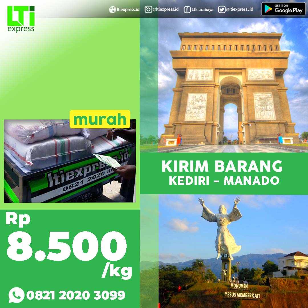 cargo murah kediri ke manado
