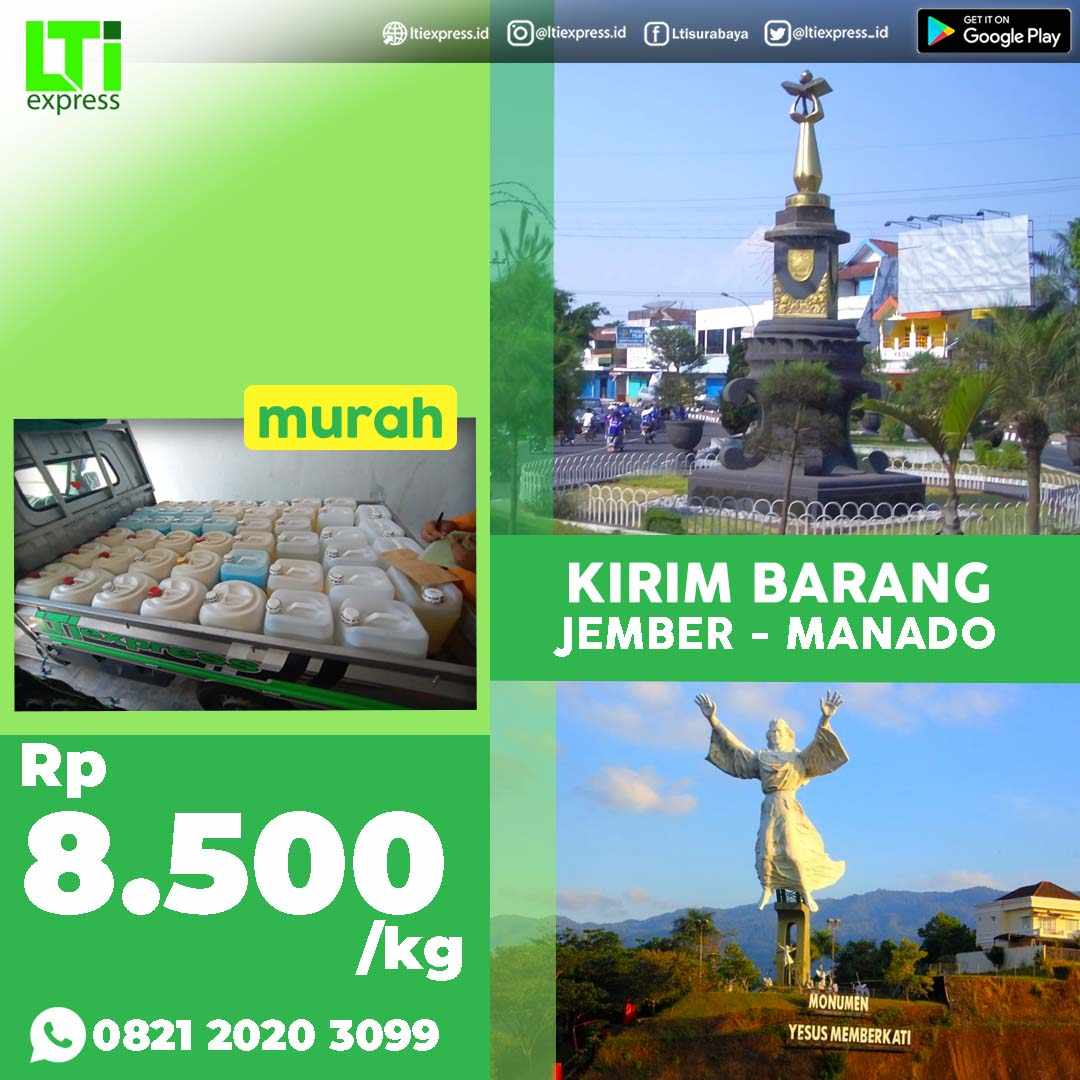 cargo murah jember ke manado sulawesi utara