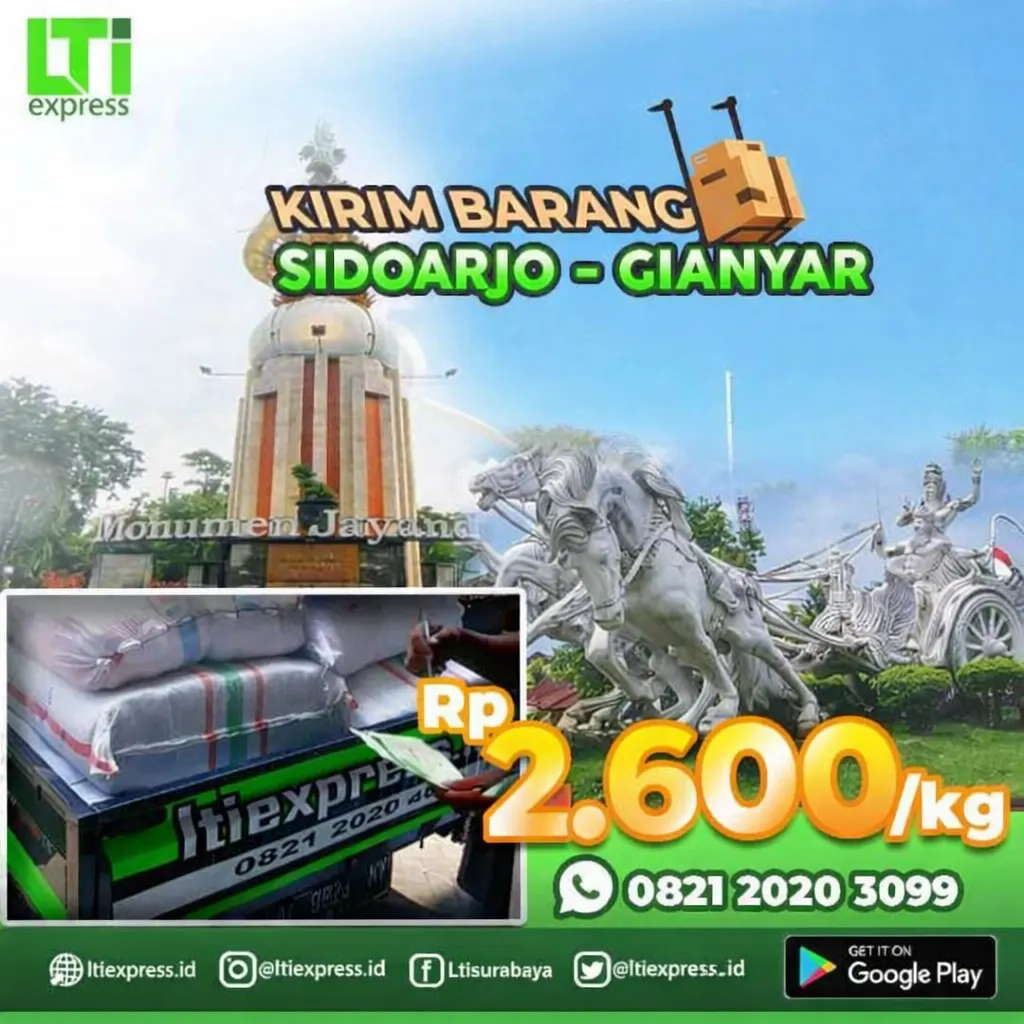 Ekspedisi Sidoarjo ke Gianyar Murah